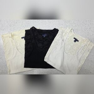 Lace Tank Tops in Black White and Cream (3 Pk)